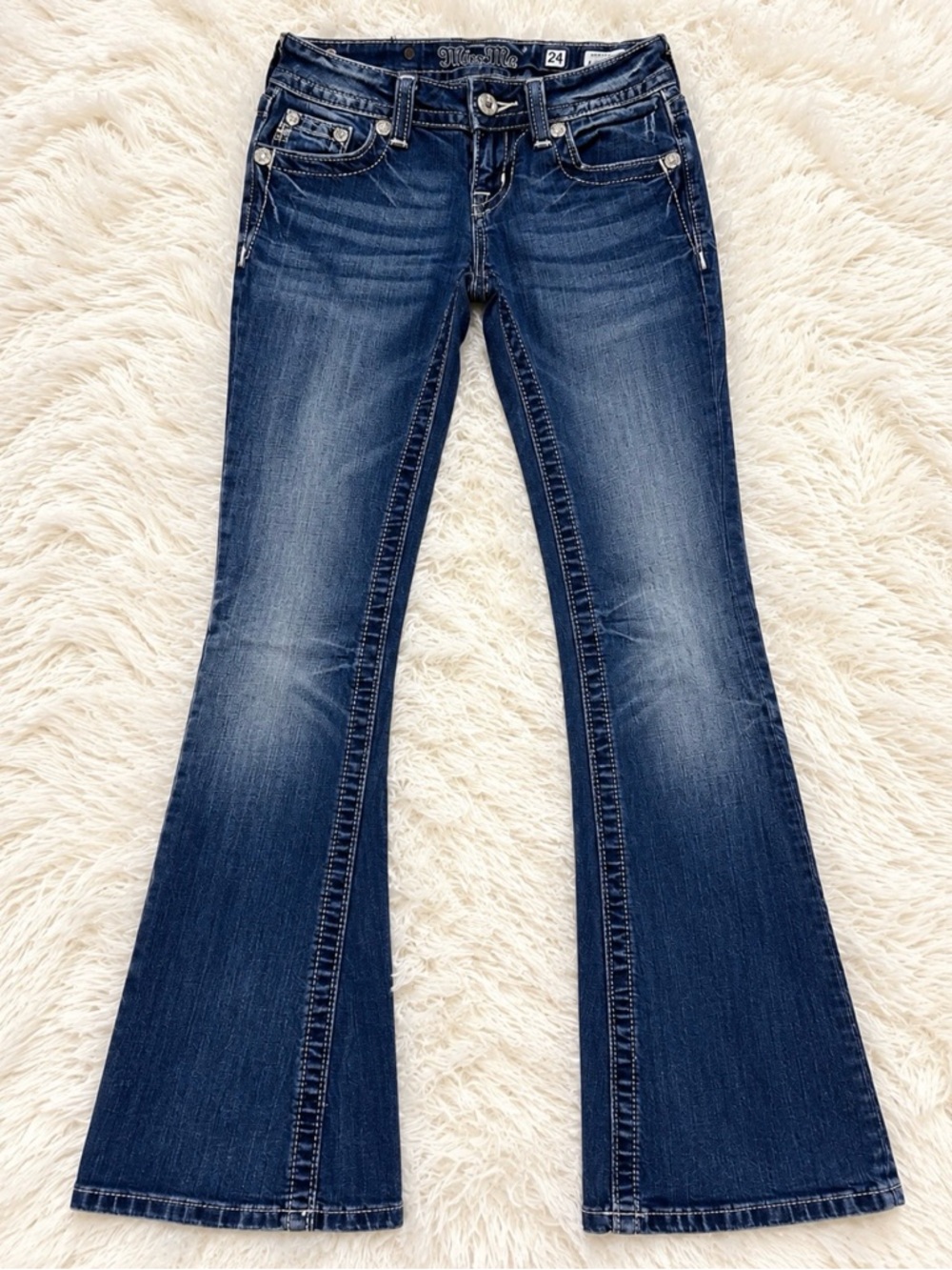 Miss Me Women’s Mid Rise Bootcut Jeans Size 24 Embellished Cross